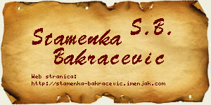 Stamenka Bakračević vizit kartica